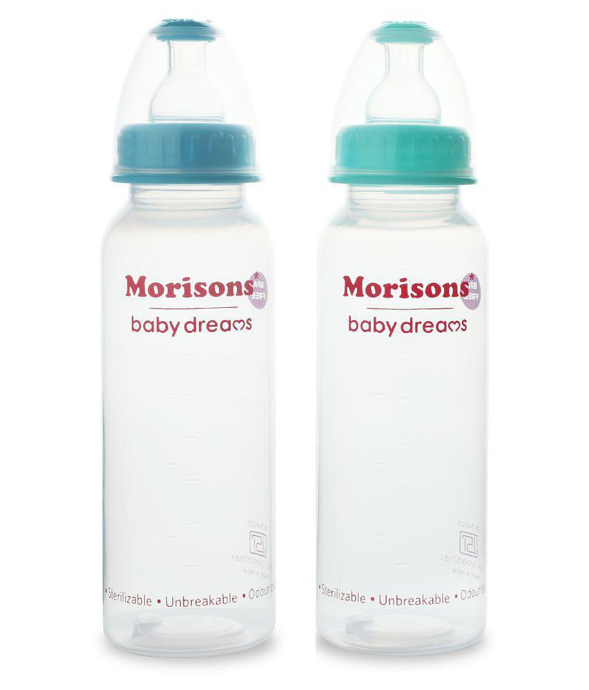 Morisons Baby Dreams - Multicolor,Transparent 250 ml Feeding Bottle (Pack of 2)