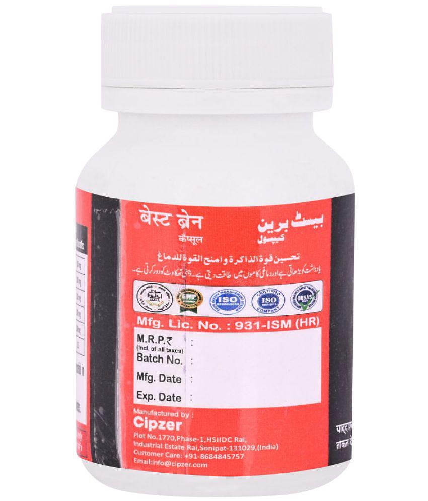 Cipzer Best Brain Capsule for Healthy Brain, Sharp mind, Fast Learning & Improve Focus, 60 Capsules