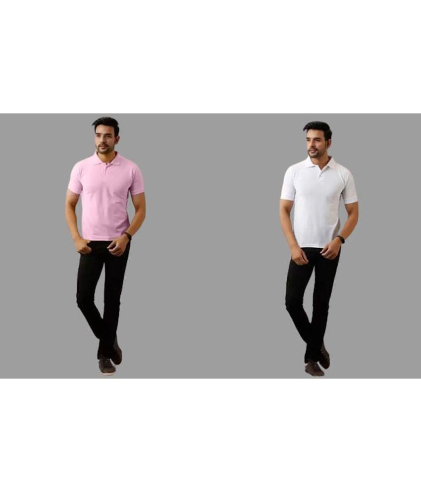 SKYRISE - Multicolor Cotton Blend Slim Fit Men's Polo T Shirt ( Pack of 2 ) - None