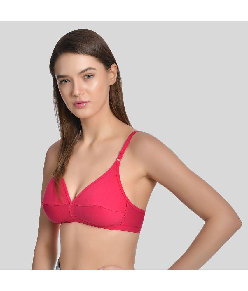 AIMLY - Fluorescent Pink Cotton Non Padded Womens T-Shirt Bra ( Pack of 1 ) - None