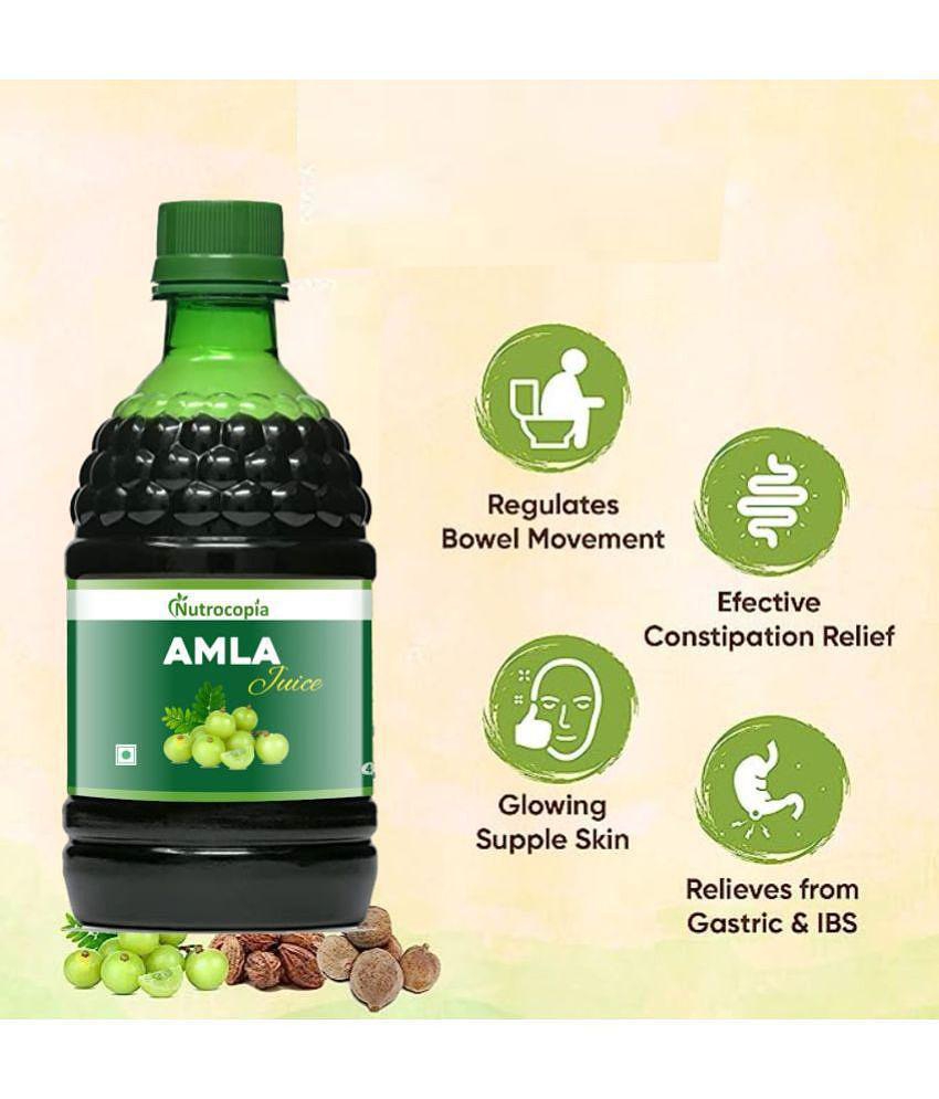 NUTROCOPIA Amla Juice - 400 ml | Rich Source of Vitamin C | Effective Antioxidants for Immunity boosting | Pure, Natural and 100% Ayurvedic Juice - Pack of 4