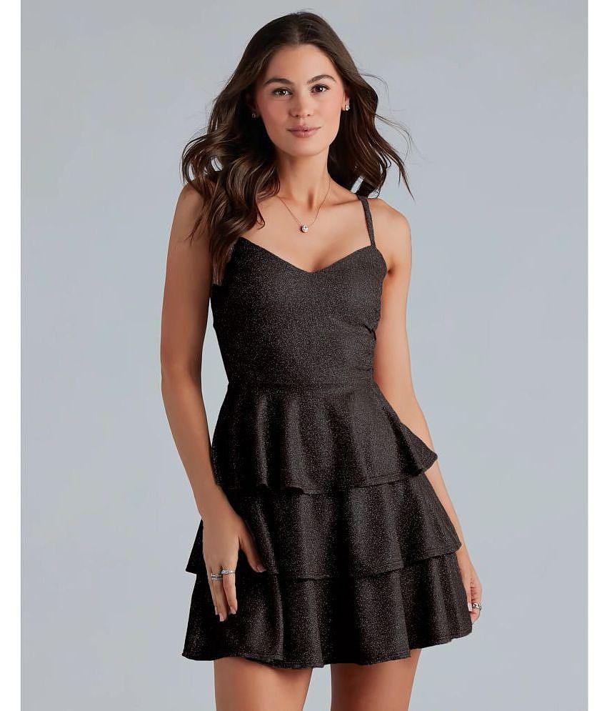 Best Men Addyvero Polyester Embellished Mini Womens Fit & Flare Dress - Black ( Pack of 1 ) - No