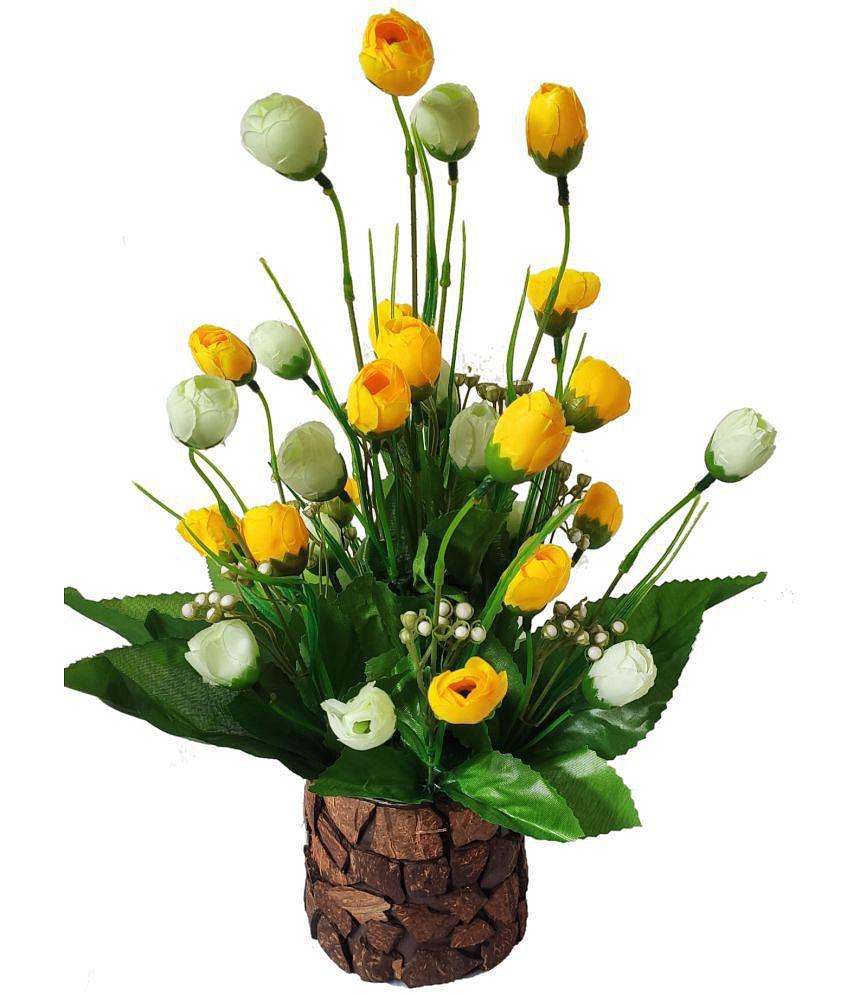 BAARIG - Yellow Rose Artificial Flower ( Pack of 1 )