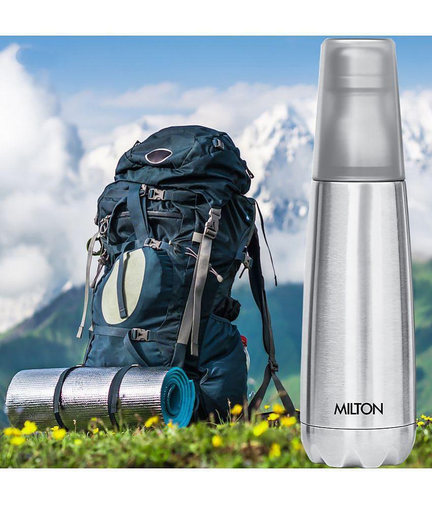 Milton Vertex 750 Thermosteel Hot or Cold Water Bottle with Unbreakable Tumbler, 700 ml, Silver - Silver