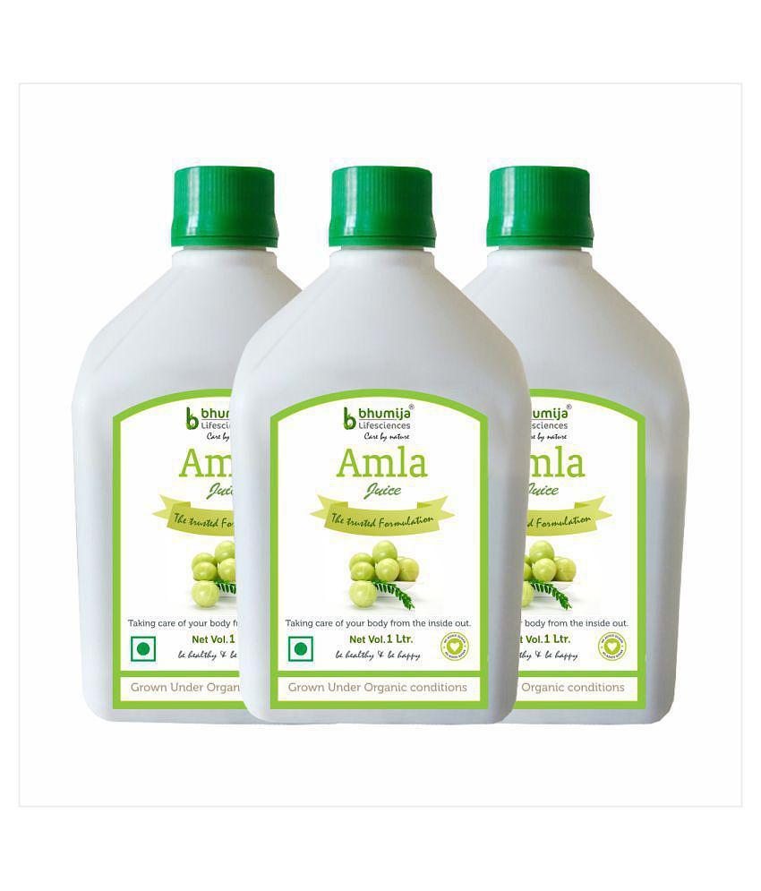 BHUMIJA LIFESCIENCES Amla Juice 1 Ltr. Health Drink Liquid 3 l Pack of 3