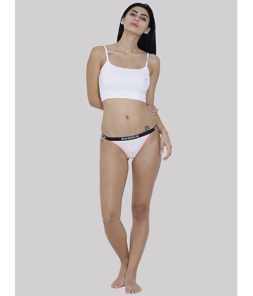 Chic Men BASIICS By La Intimo - White BCPTH01 Polyester Striped Womens Crotchless ( Pack of 1 ) 
