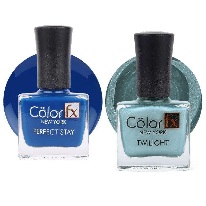 Color Fx New York Nail Enamel Metallic Matte Premium Non UV Gel Blue Color Pack of 2