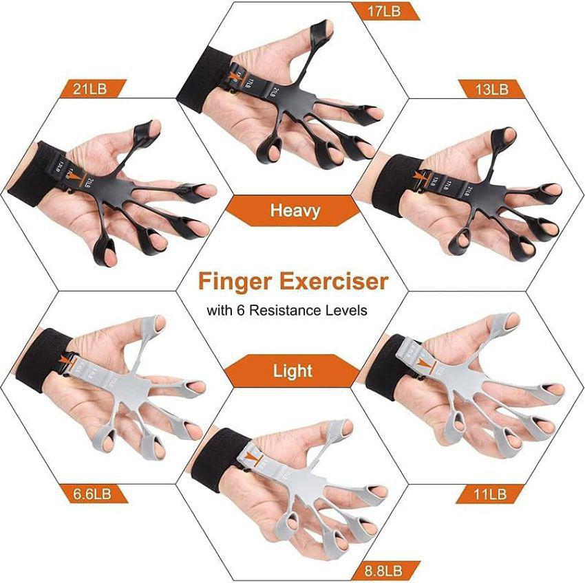 HORSE FIT New Finger Gripper Strength Trainer Forearm Exerciser Hand Yoga Resistance Band Finger Expander Finger Extension Exerciser Climbing Finger Strengthener. - Multi Color