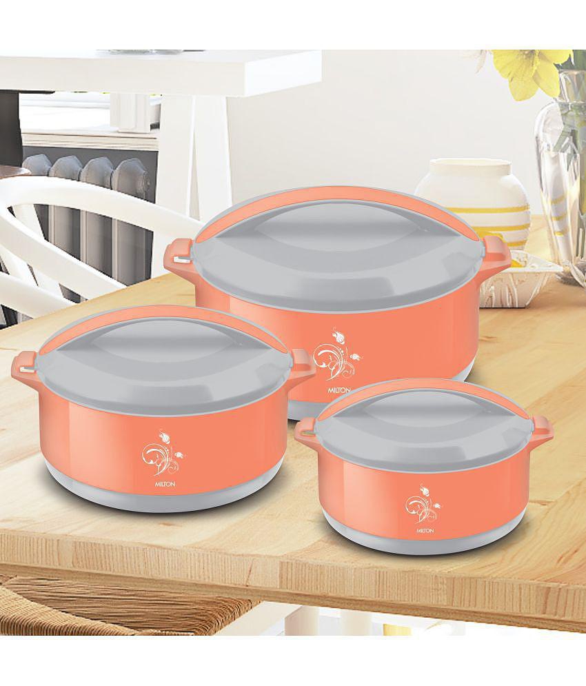 Milton Divine Jr Inner Steel Casserole Gift Set of 3, Orange - Orange