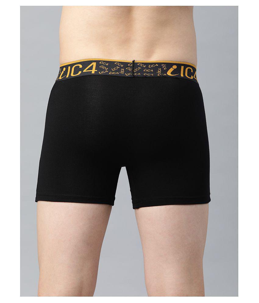 IC4 - Black Cotton Blend Men's Trunks ( Pack of 2 ) - S