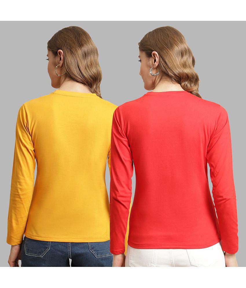 Latest Women Fabflee - Multicolor Cotton Regular Fit Womens T-Shirt ( Pack of 2 ) - None 2025 at