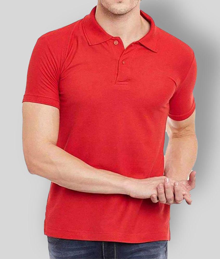 SKYRISE - Red Cotton Blend Slim Fit Men's Polo T Shirt ( Pack of 1 ) - None