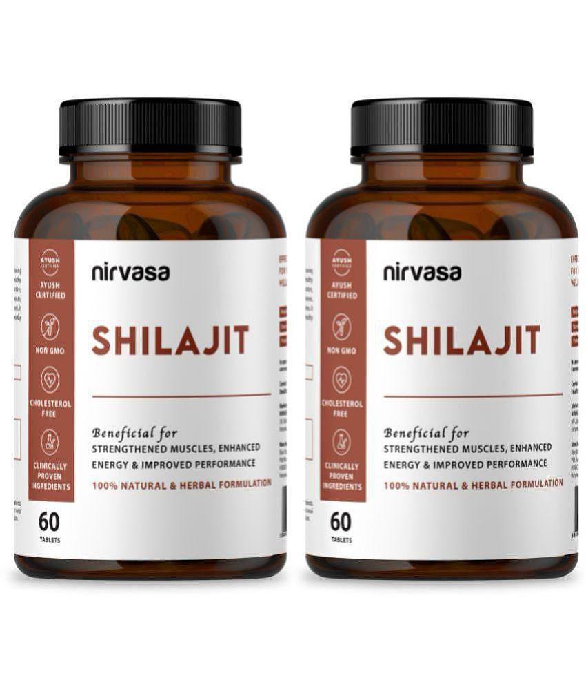 Nirvasa Shilajit Tablet for Vigour and Stamina for Men, Vegeterian Tablet, 2B (2 x 60 Tablets)