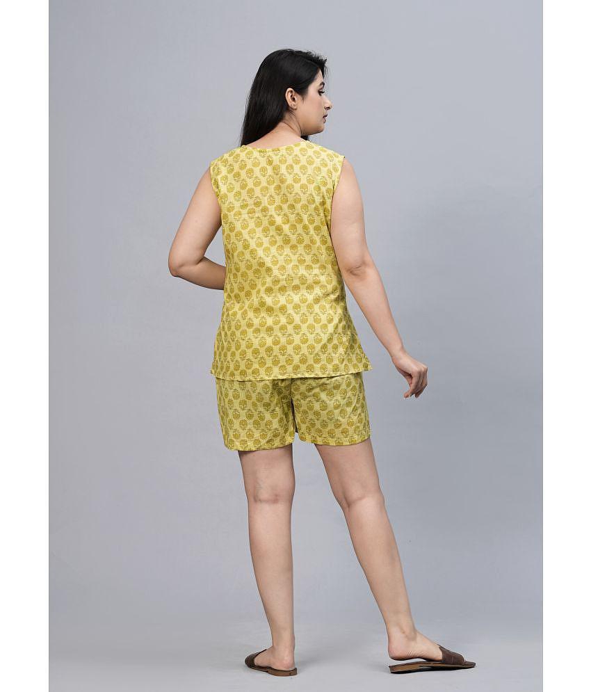 Premium Men Frionkandy Yellow Cotton Womens Nightwear Nightsuit Sets ( Pack of 1 ) - None 2025 a
