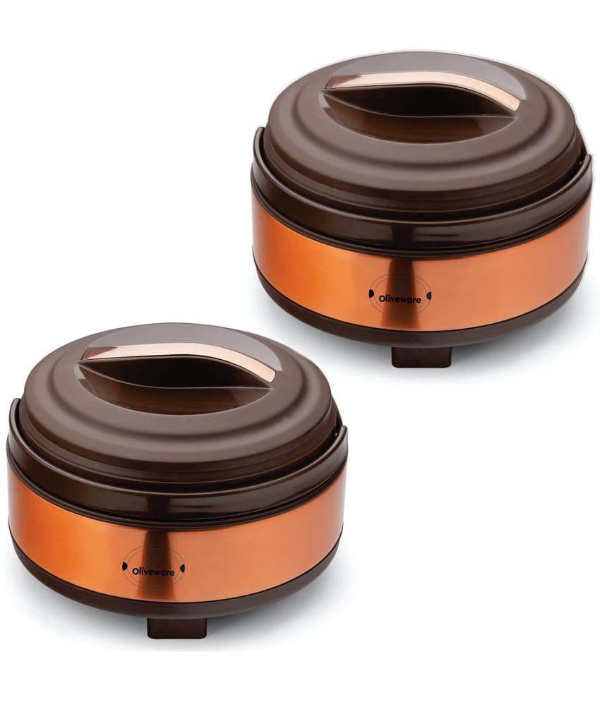 Oliveware Brown Steel Thermoware Casserole ( Set of 2 , 4680 mL ) - Brown