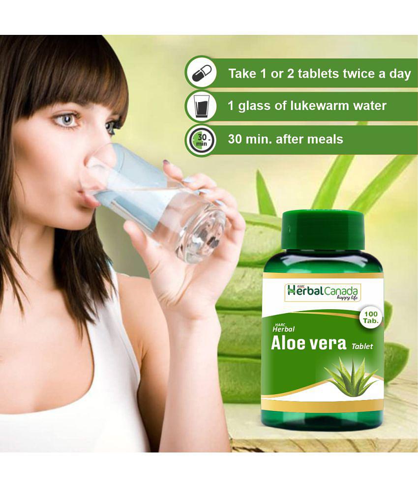 Herbal Canada Aloe vera(100Tab) + Tulsi(100Tab) Tablet 200 no.s Pack Of 2