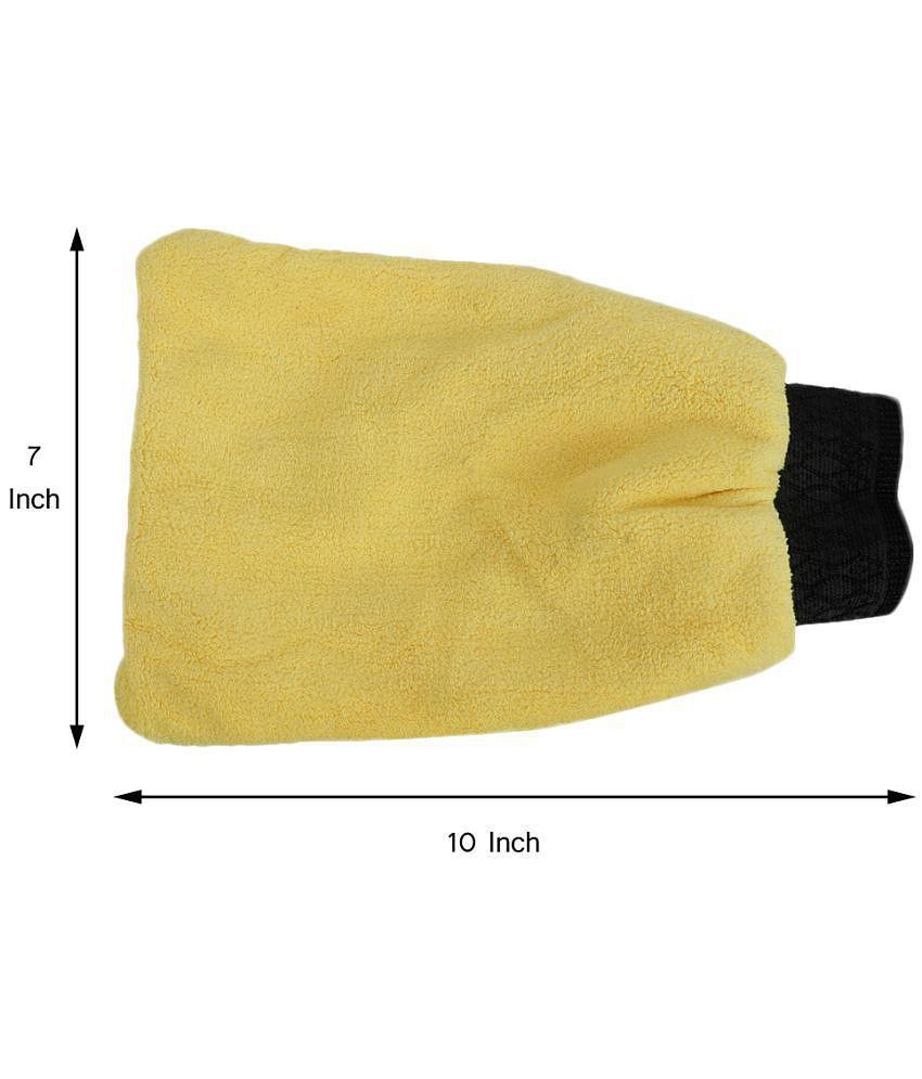 HOMETALES - Car Cleaning Combo Of Microfiber Sponge , Plain Gloves , Mini Duster, Wool Gloves , Wiper And Glass Cleaning Tablet for car accessories( Pack Of 5 )