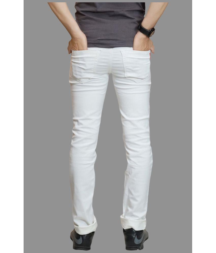 HALOGEN - White Denim Skinny Fit Men's Jeans ( Pack of 1 ) - None