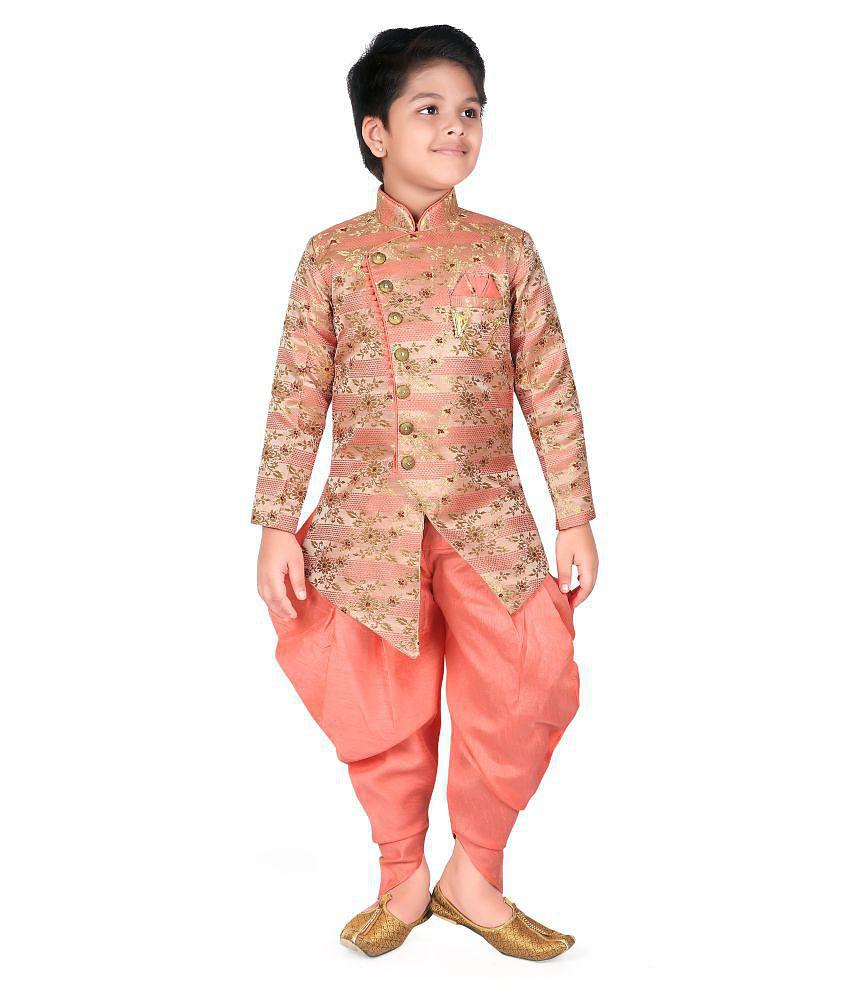 Ahhaaaa Ethnic Wear Sherwani/Indo Western With Dhoti Pant For Kids and Boys - None