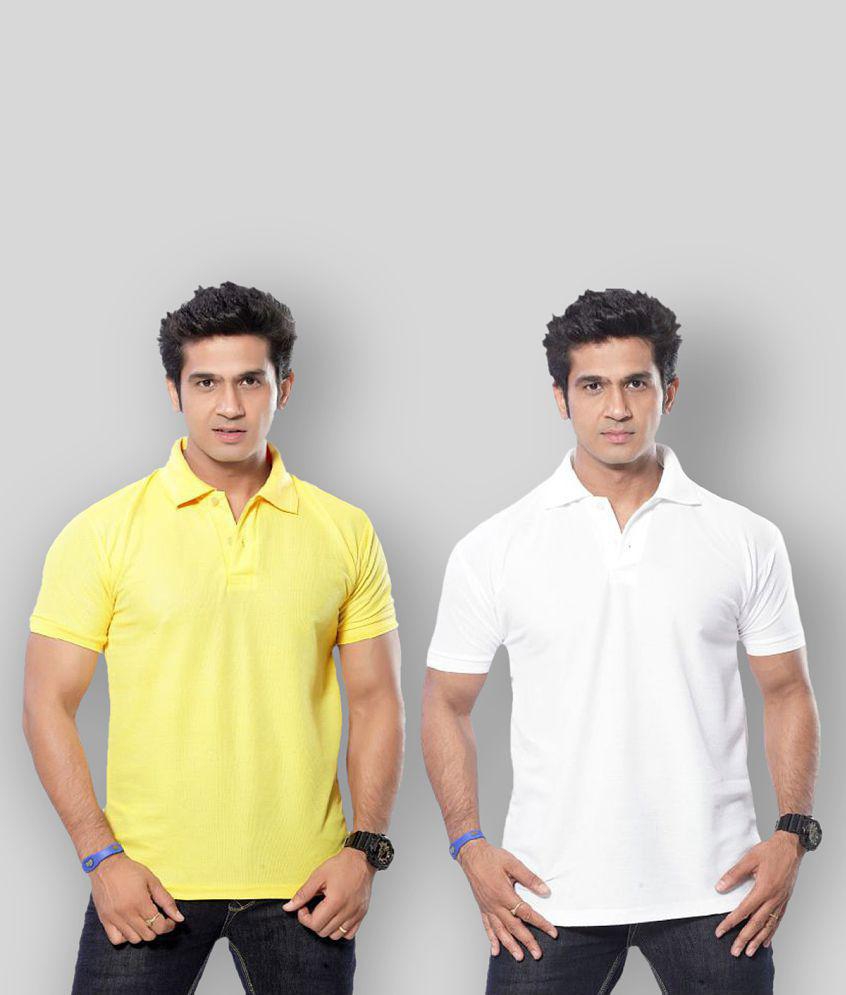 in365 - White Cotton Blend Regular Fit Mens Polo T Shirt ( Pack of 2 ) - None