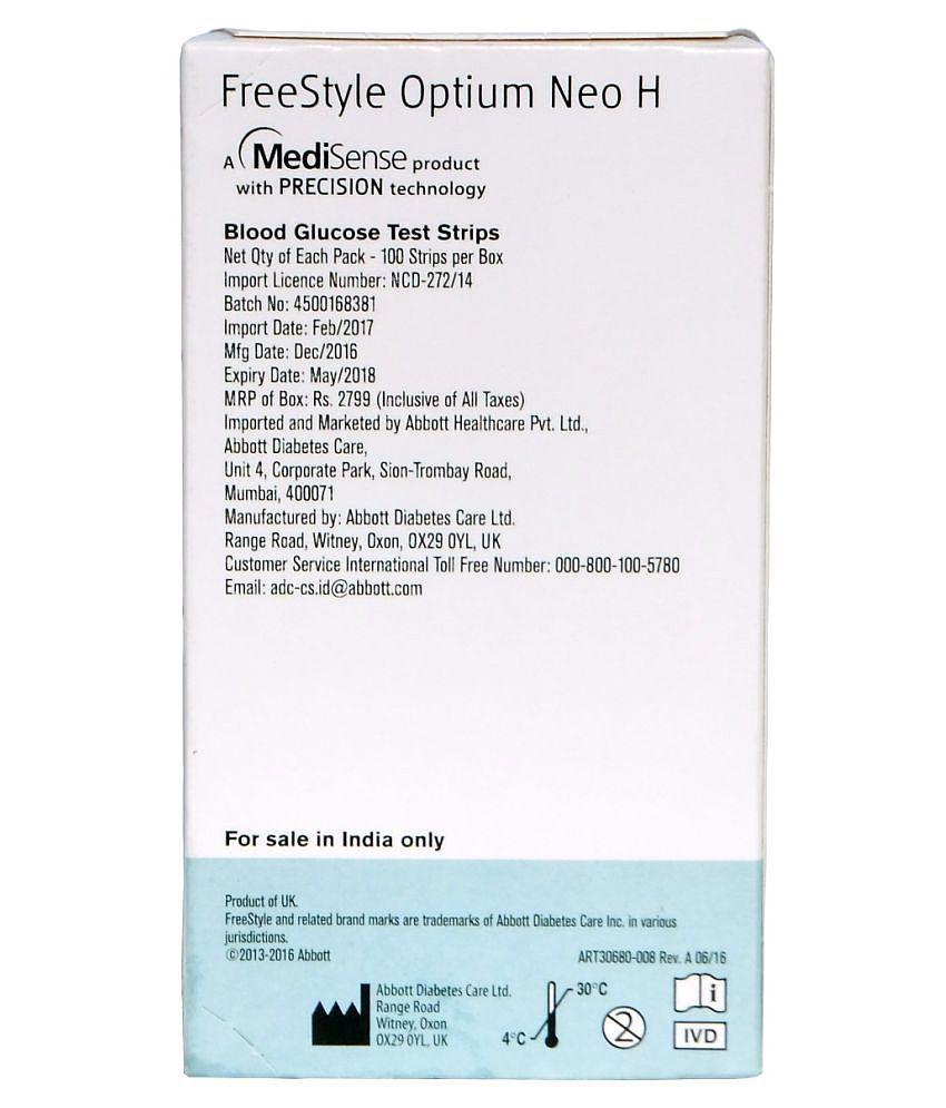 Abbott Freestyle Optium Neo H Strips 100 T 71312-78 Expiry Feb 2024