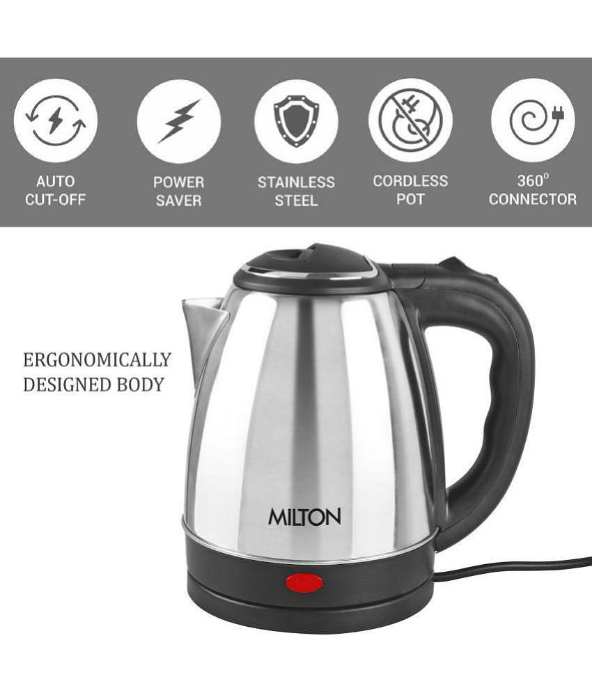 Milton Combo Set Go Electro 1.5 Ltrs Electric Kettle and Duo DLX 500 ml- Silver Thermosteel Hot or Cold Stainless Steel Water Bottle