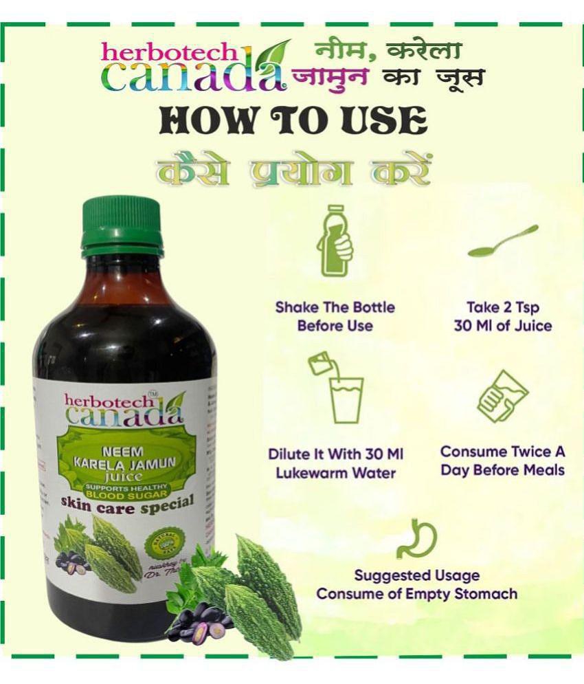 Herbotech Canada Neem Karela Jamun Juice, Promotes Healthy SUGAR Levels | Good for Metabolic & Digestive Health | Ayurvedic Health Juice For Immunity Boosting