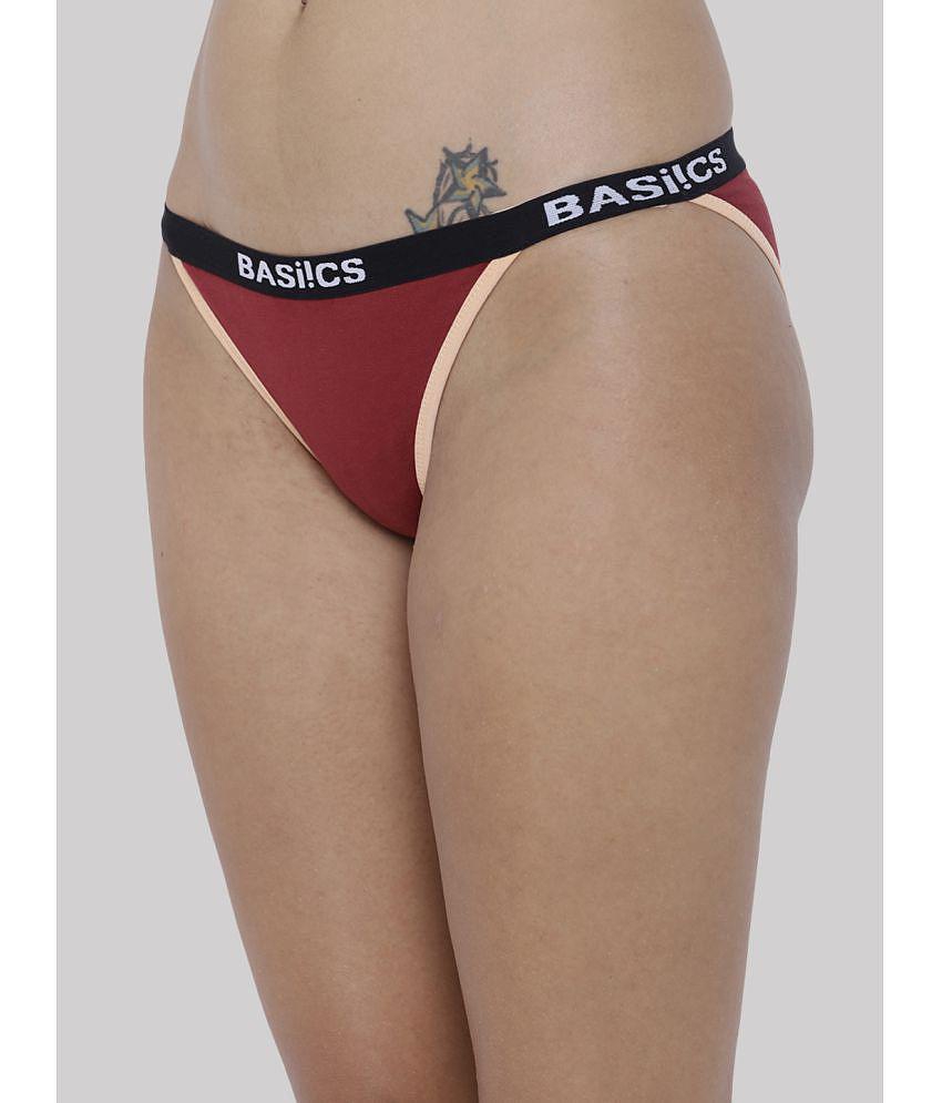 Exclusive Men BASIICS By La Intimo - Maroon BCPBR09 Cotton Lycra Solid Womens Crotchless ( Pack 