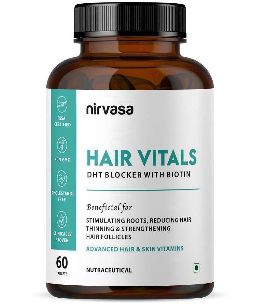 Nirvasa Hair Vitals DHT Blocker with Biotin Tablets, for Hair Growth and Hair Nourishing and Glowing Skin, enriched with Biotin (1 x 60 Tablets)