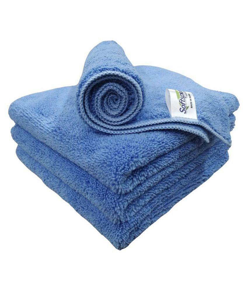 SOFTSPUN Microfiber High Loop Cleaning Cloths, 40x40 cms 4 pcs Towel Set 380 GSM (Sky Blue). Thick Lint & Streak-Free Multipurpose Cloths.