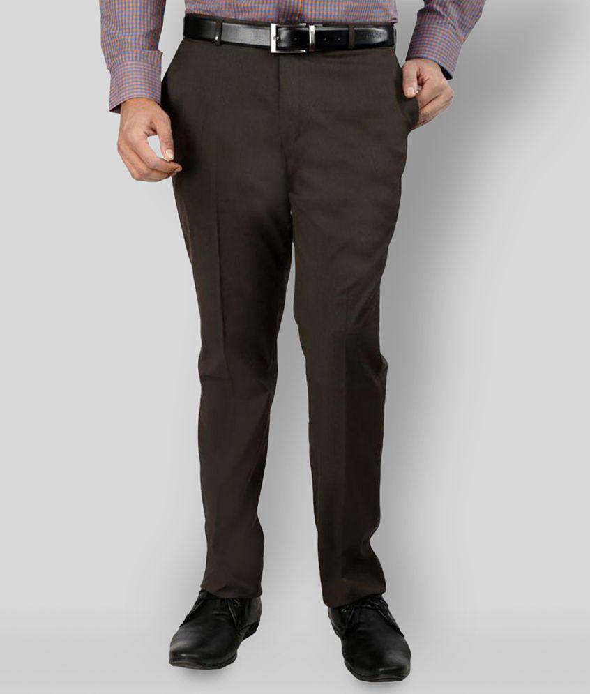 Inspire Clothing Inspiration - Brown Polycotton Slim - Fit Men's Formal Pants ( Pack of 1 ) - 36