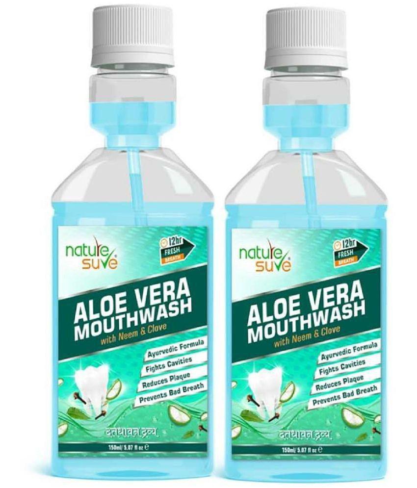 Nature Sure Aloe Vera Mouthwash with Neem and Clove Mouthwash Liquid Oral Health - 2 Packs (150ml Each) 354 mL