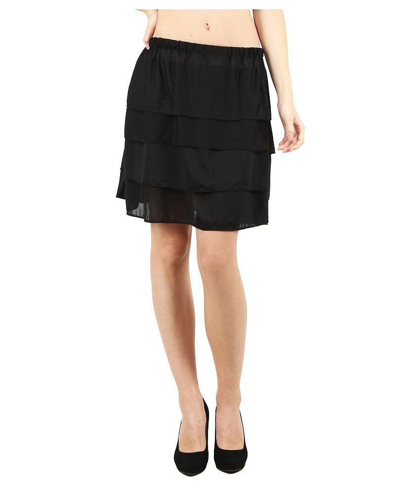 D Naked Polyester A-Line Skirt - Black - 24-28