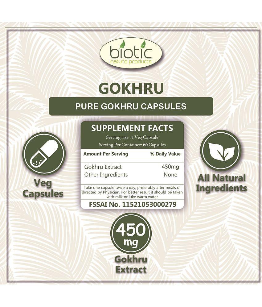 Biotic Gokhru Capsules for Men's Wellness 450 mg Veg Capsule 60 no.s