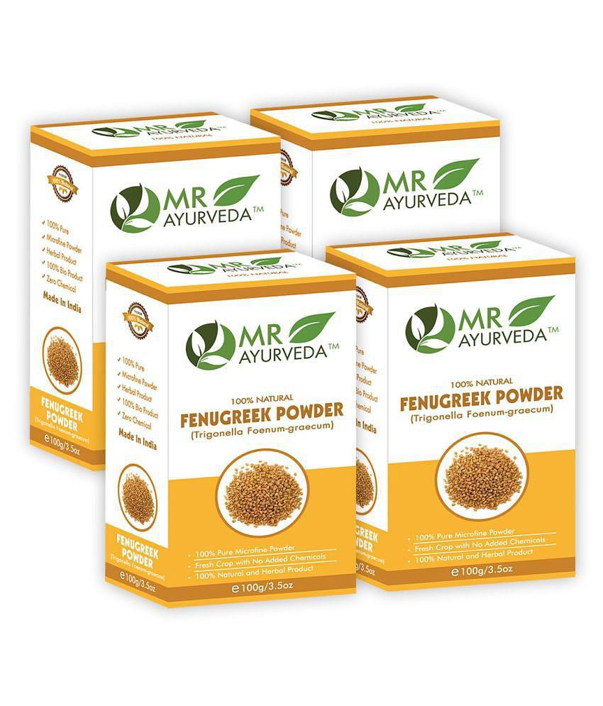 MR Ayurveda Fenugreek Powder for Shiny, Soft and Beautiful Hair Scalp Treatment 400 g Pack of 4