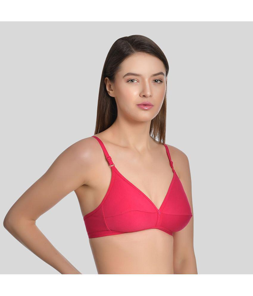 AIMLY - Fluorescent Pink Cotton Non Padded Womens T-Shirt Bra ( Pack of 1 ) - None