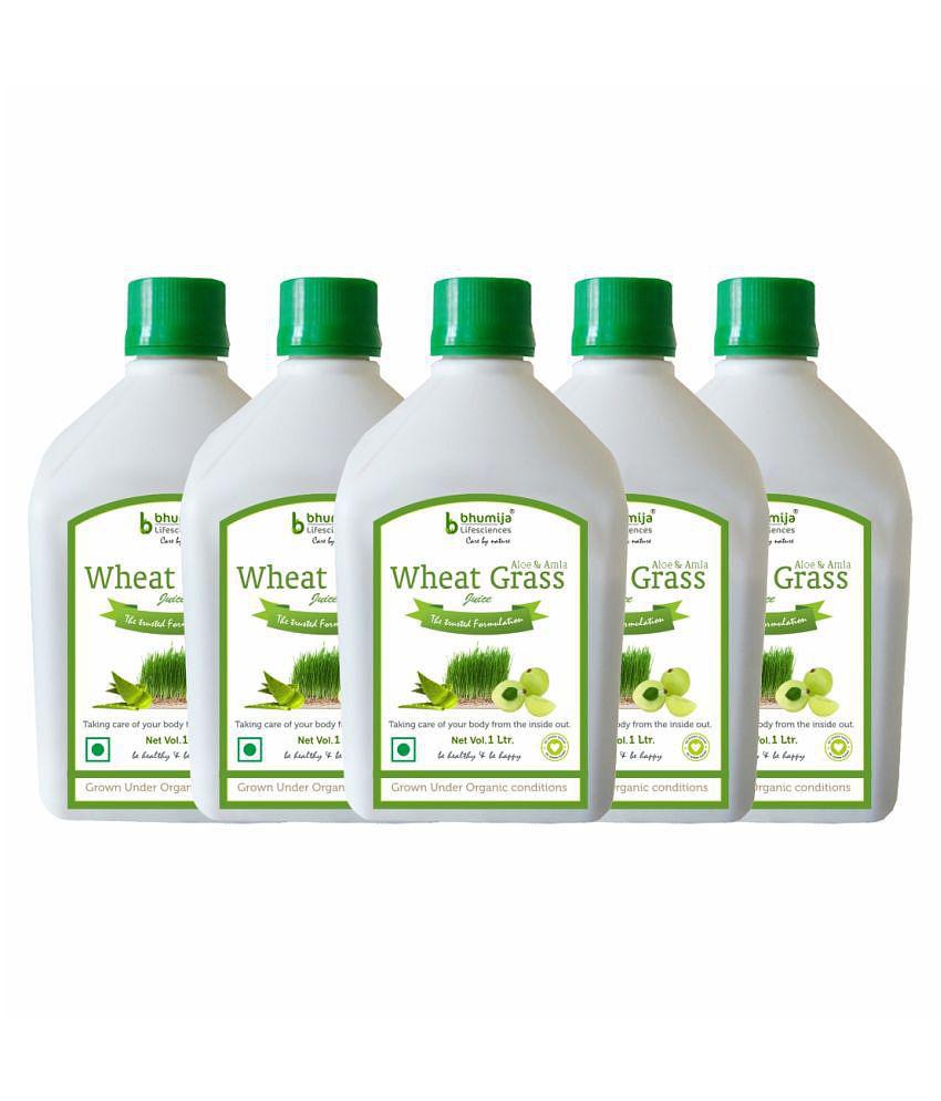 BHUMIJA LIFESCIENCES WheatGrass,Aloe & Amla  Health Drink Liquid 5 l Pack of 5