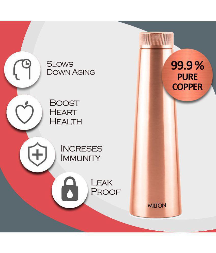 Milton Copper Delight 1000 Water Bottle, 1 Piece, 1.01 Litre, Copper | 100% Leak Proof | Office Bottle | Gym Bottle | Yoga Bottle | Home | Kitchen | Hiking | Treking Bottle | Travel Bottle -