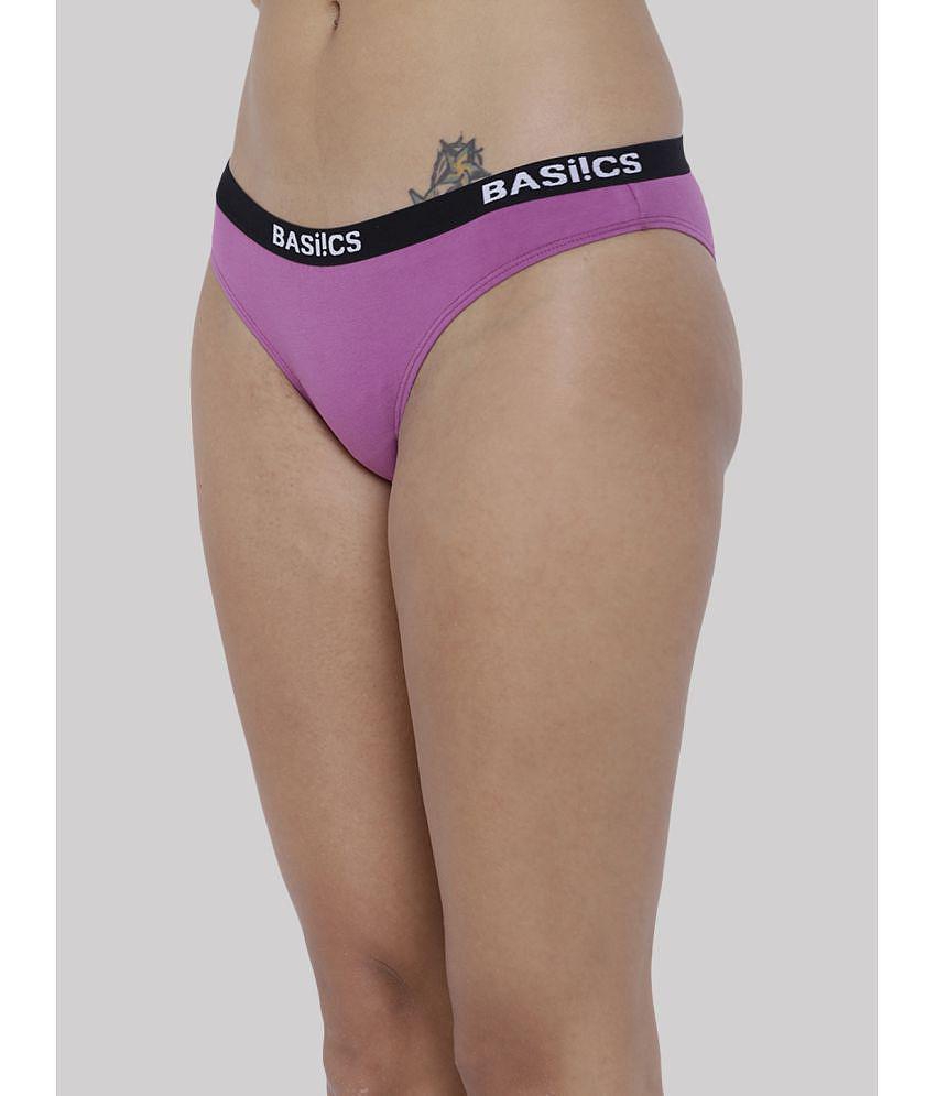 Affordable Men BASIICS By La Intimo - Purple BCPBR08 Cotton Lycra Solid Womens Bikini ( Pack of 
