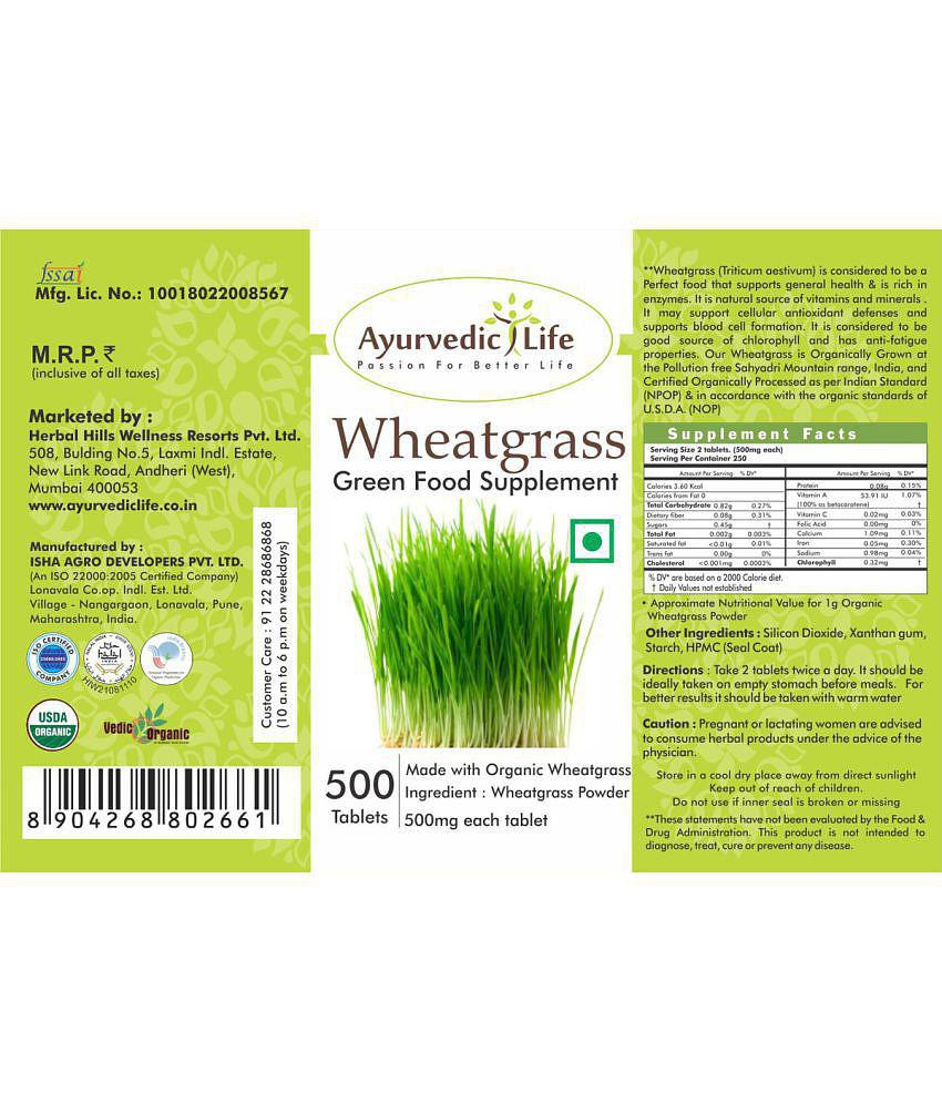 Ayurvedic Life Wheatgrass Tablet 500 no.s Pack Of 1