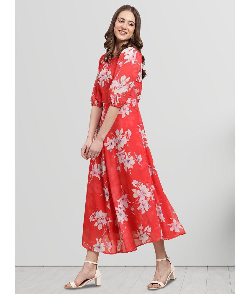 Stylish Women Fabflee Red Chiffon Gown - - None 2025 at ShopCircuit | ONDC