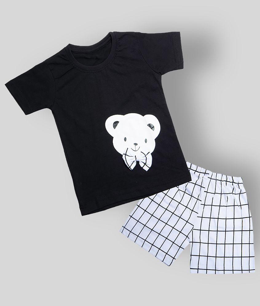 Top Men CATCUB - Black Cotton Blend Boys T-Shirt & Shorts ( Pack of 1 ) - None 2025 at ShopCircu