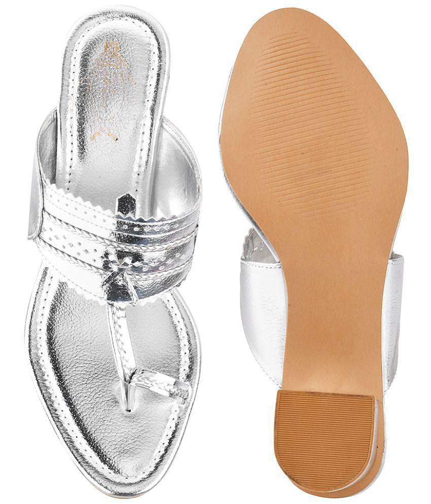 Shoetopia - Silver Women''s Slip On Heels - None