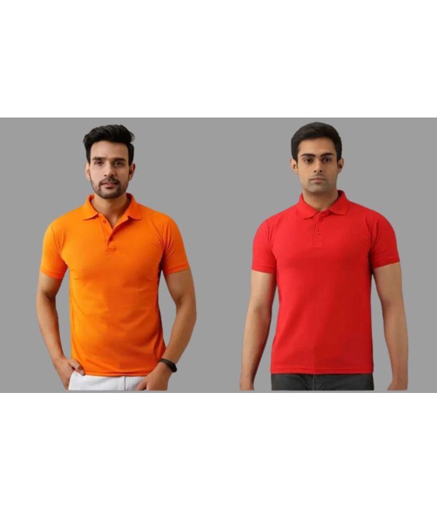 SKYRISE - Multicolor Cotton Blend Slim Fit Men's Polo T Shirt ( Pack of 2 ) - None