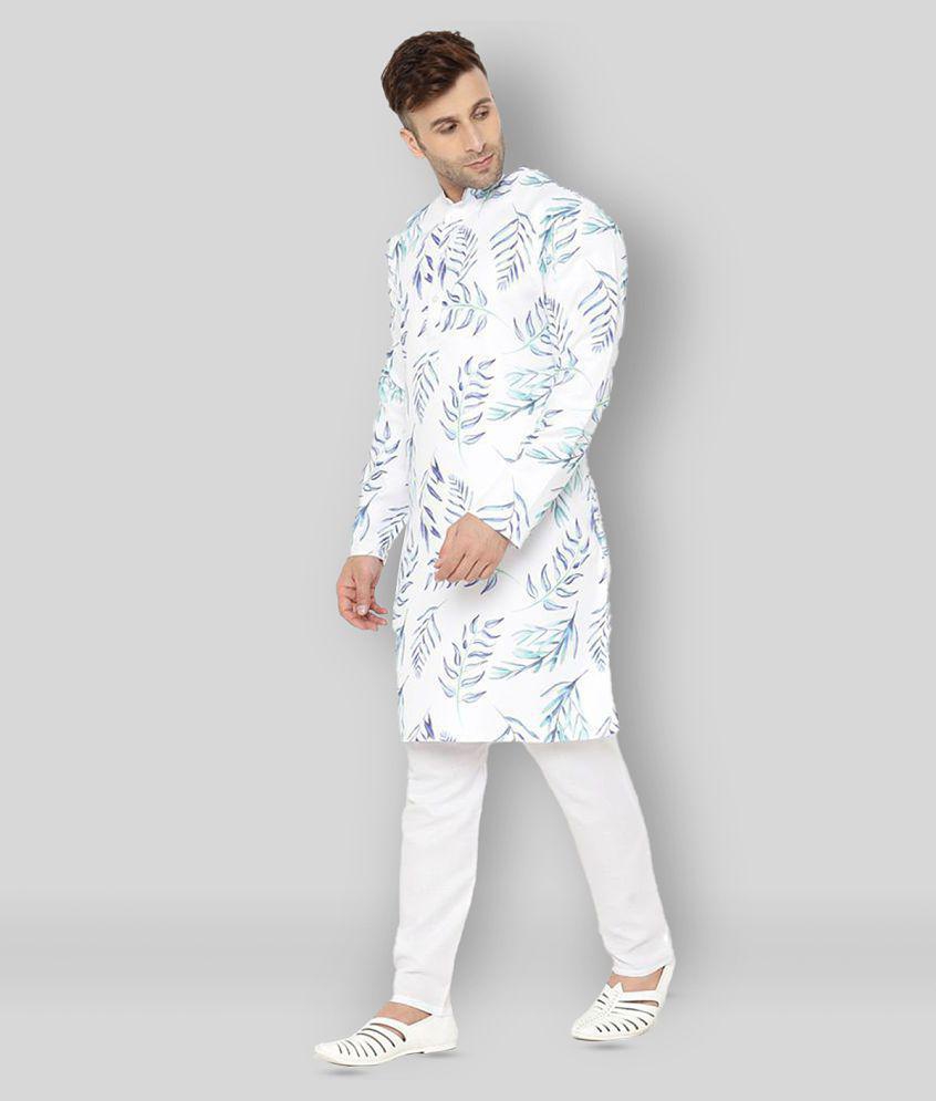 Hangup - White Silk Regular Fit Men's Kurta Pyjama Set ( Pack of 1 ) - None