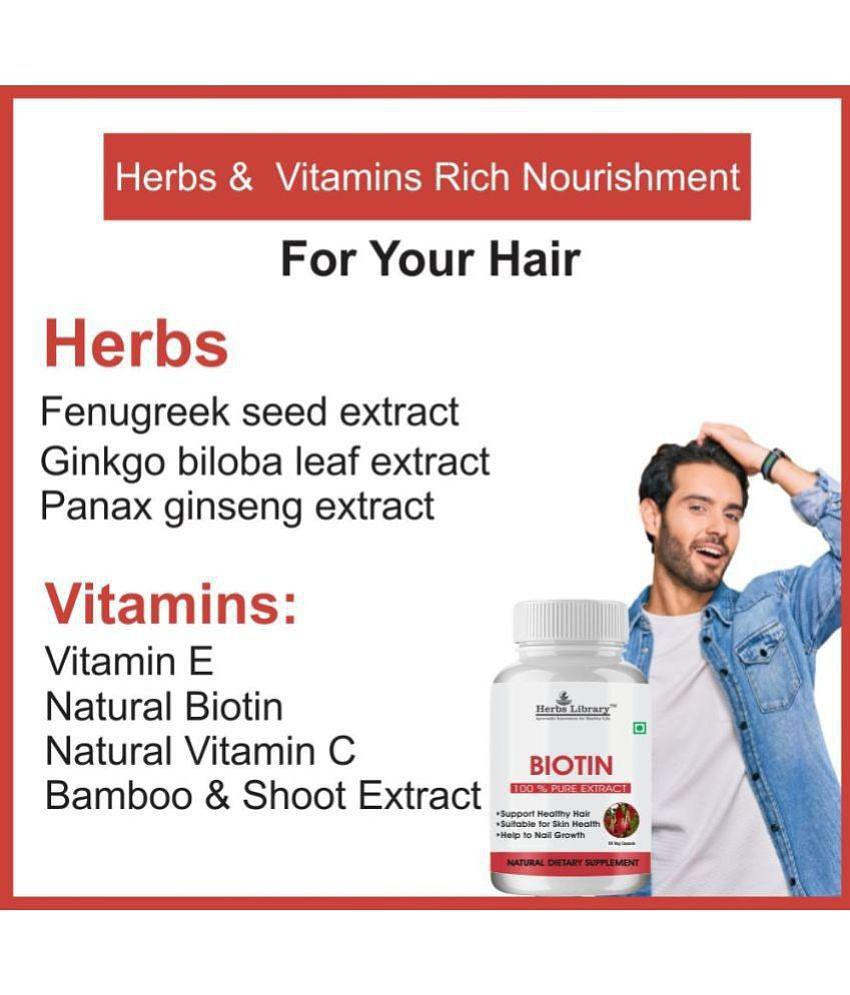 Herbs Library Biotin Capules For Hair Growth, Skin and Nails 60 Capsules (Pack of 1)