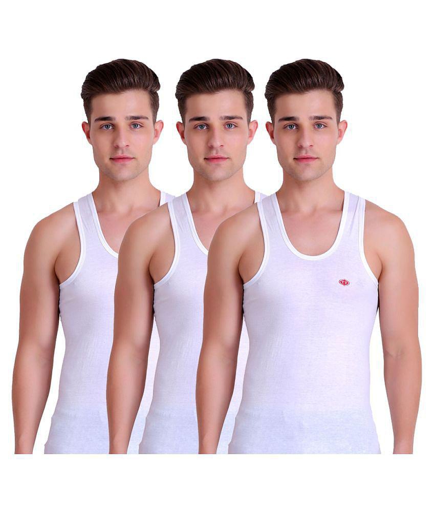 TT White Sleeveless Vests Pack Of 3 - 75