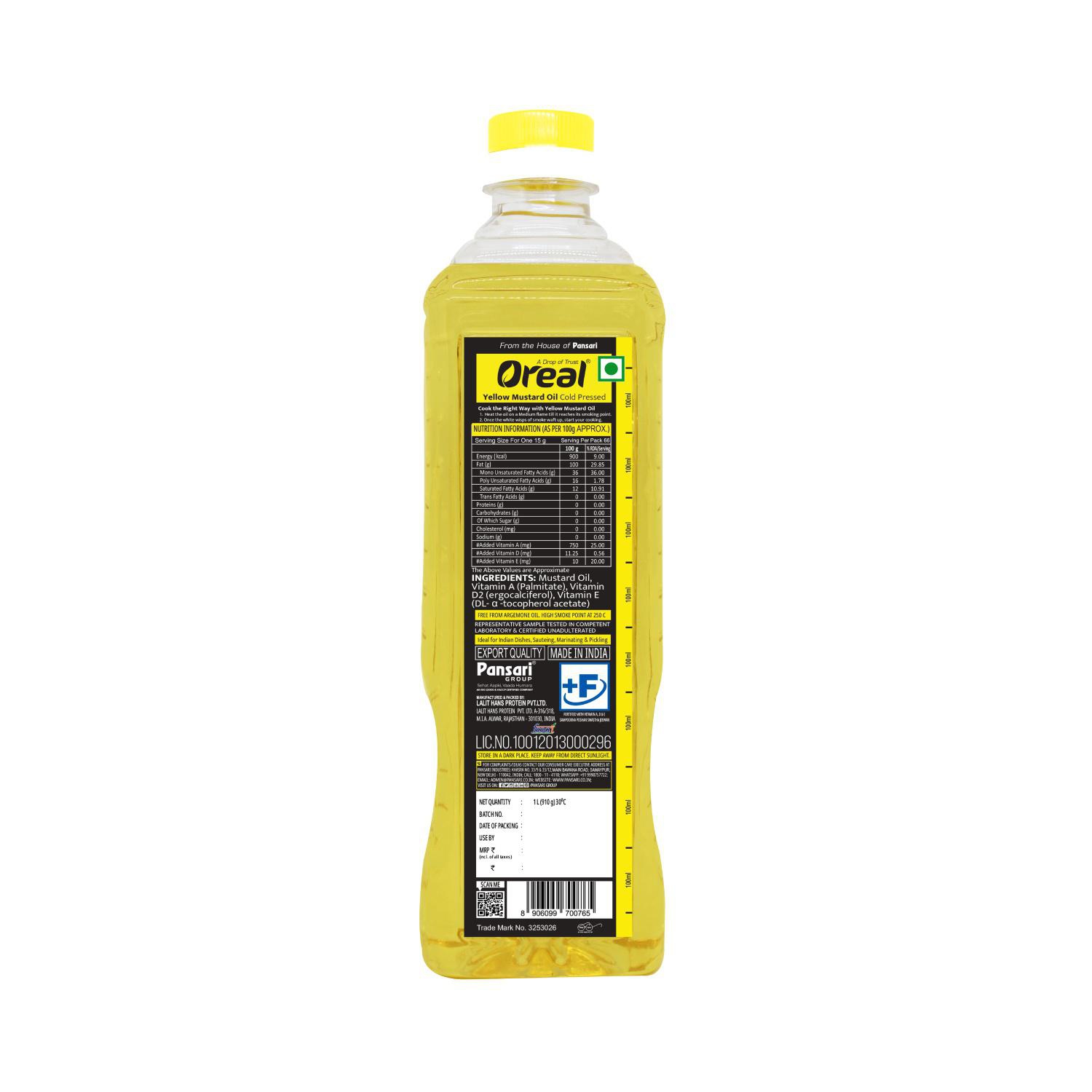 OREAL YELLOW MUSTARD OIL 1 LTR