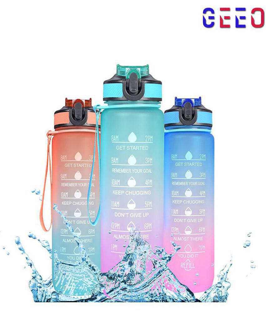 GEEO Motivational Water Bottle Multicolour Water Bottle 1000 mL ( ) - Multicolour