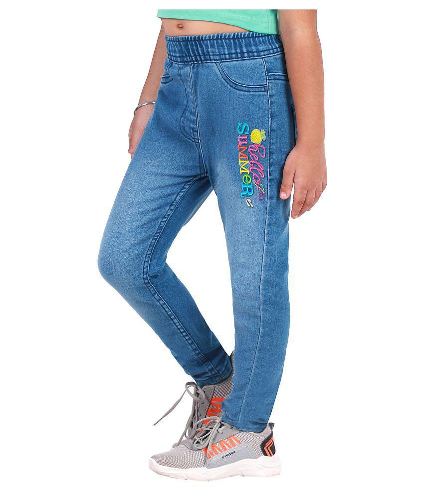 Naughty Ninos - Denim Blue Denim Girls Leggings ( Pack of 1 ) - None